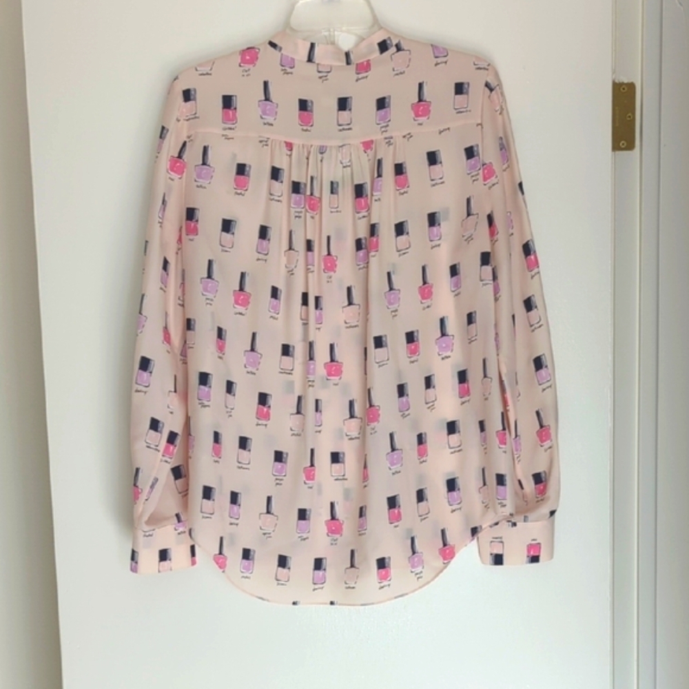 NWT Kate Spade Pink and Purple Nail Polish Print Shirt - Picture 5 of 9